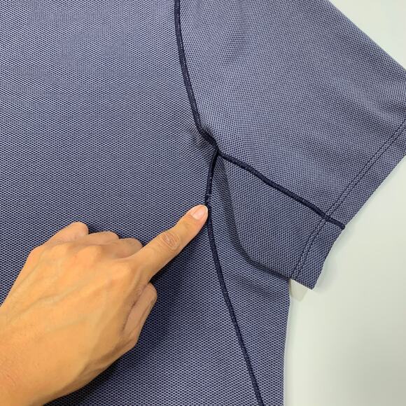 Lululemon Shirt Mens Medium Nautical All Terrain Short Sleeve Reflective Vented - Picture 3 of 10